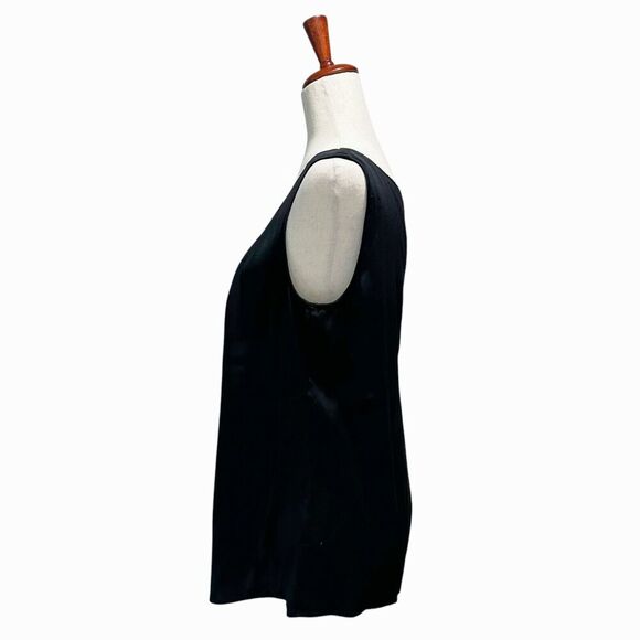 Escada Blouse Size 44 Black Pleated‎ Sleeveless Scoopneck Top Dressy Classic - Picture 5 of 9